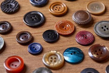 Background and texture of multicolored antique buttons