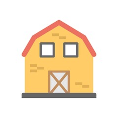 Farm house icon in flat design style. Barn icon.