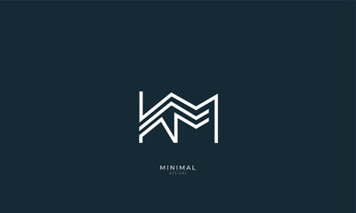 Alphabet letter icon logo KM