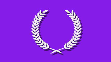 New white 3d wheat icon on purple background,3d wheat icon