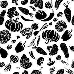 Fototapeta na wymiar Vegetables black and white attern