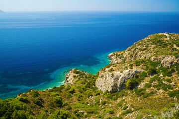 Fototapeta na wymiar Amazing landscape near Monolithos castle of Rhodes island, Greece