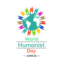 World Humanist Day is a Humanist holiday celebrated annually around the world on the June solstice, which usually falls on June 21. Vector Illustration.