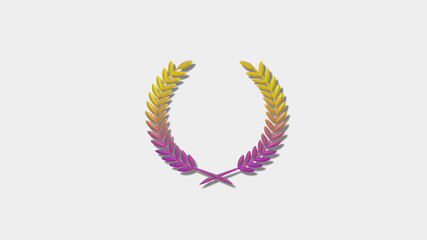 New purple and yellow color 3d wheat icon on white background