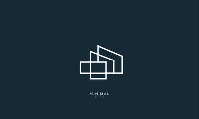 Naklejka premium A line art icon logo of a house, home, real estate and a modern house 