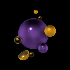 Vector 3d shapes background. Abstract 3d illustration. 3d geometric shapes. Modern wallpaper. Creative digital design.