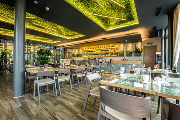 Fototapeta na wymiar Interior of a modern urban restaurant