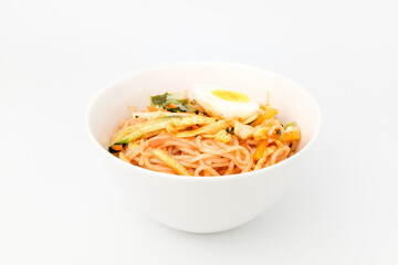 Korean noodles on white background