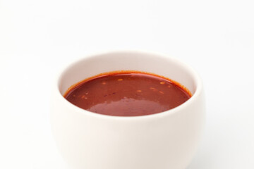 Spicy bibimbap sauce on white background