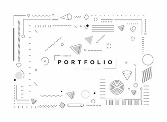 Abstract banner with Portfolio Calligraphic line art text poster with space of your text, vector illustration Design.