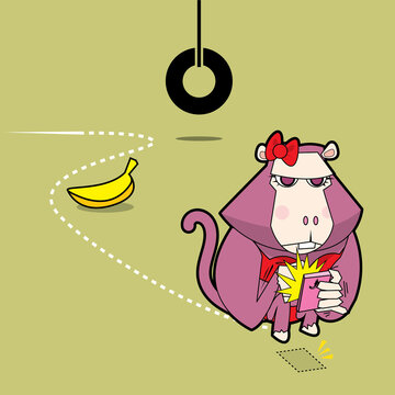 women [ female monkey] crazy mobile phone