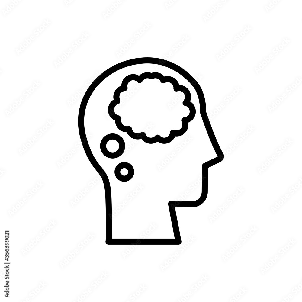 Aufkleber head thinks icon. simple line, outline vector elements of brain process icons for ui and ux, website