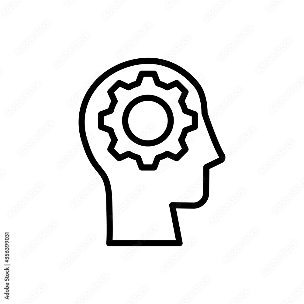 Poster head gear icon. simple line, outline vector elements of brain process icons for ui and ux, website o