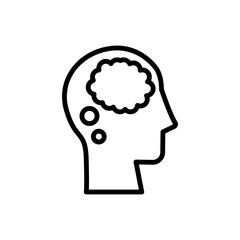 head thinks icon. Simple line, outline vector elements of brain process icons for ui and ux, website or mobile application