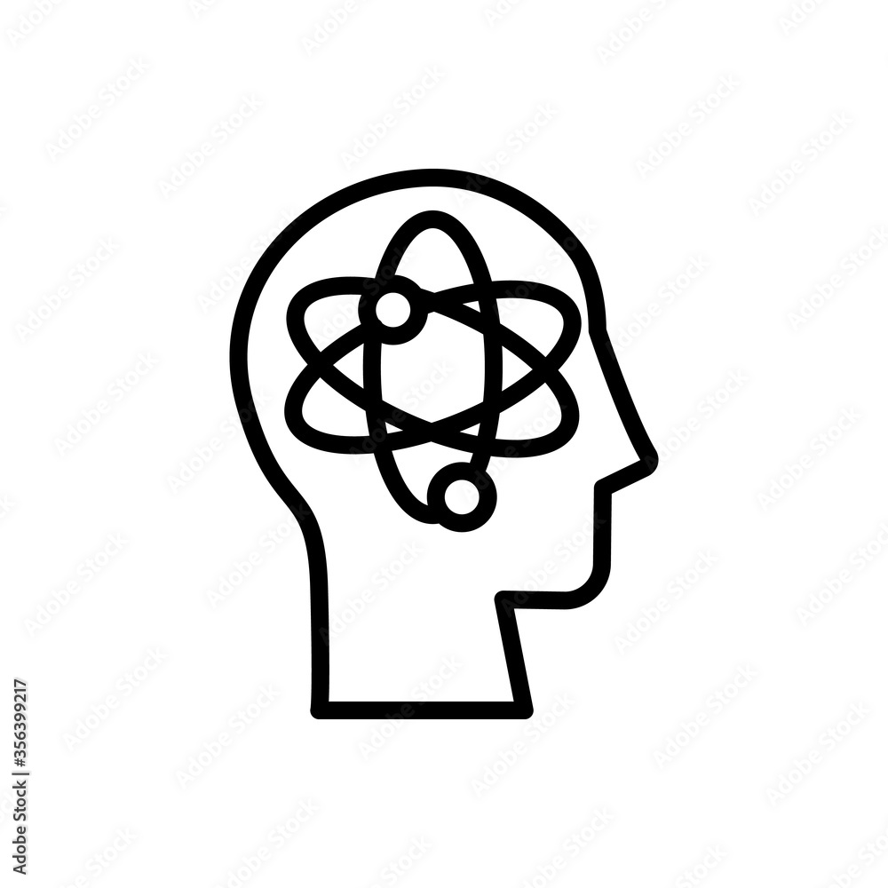 Poster head atom icon. simple line, outline vector elements of brain process icons for ui and ux, website o