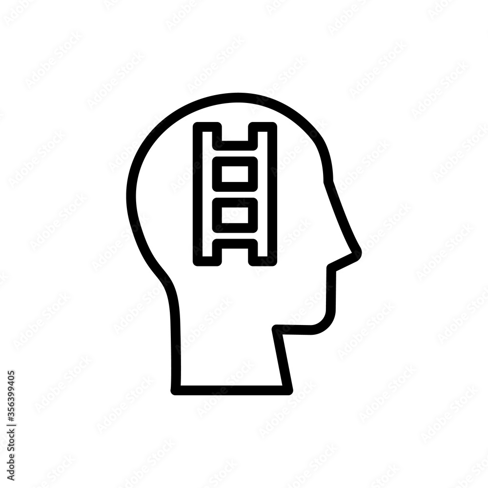 Poster head stairs icon. simple line, outline vector elements of brain process icons for ui and ux, website