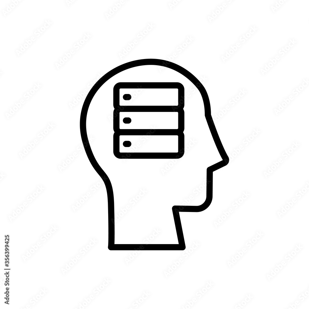 Aufkleber head data icon. simple line, outline vector elements of brain process icons for ui and ux, website o