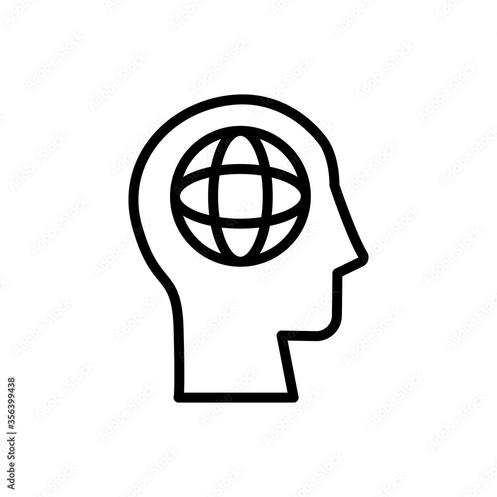 Aufkleber head globe icon. simple line, outline vector elements of brain process icons for ui and ux, website 