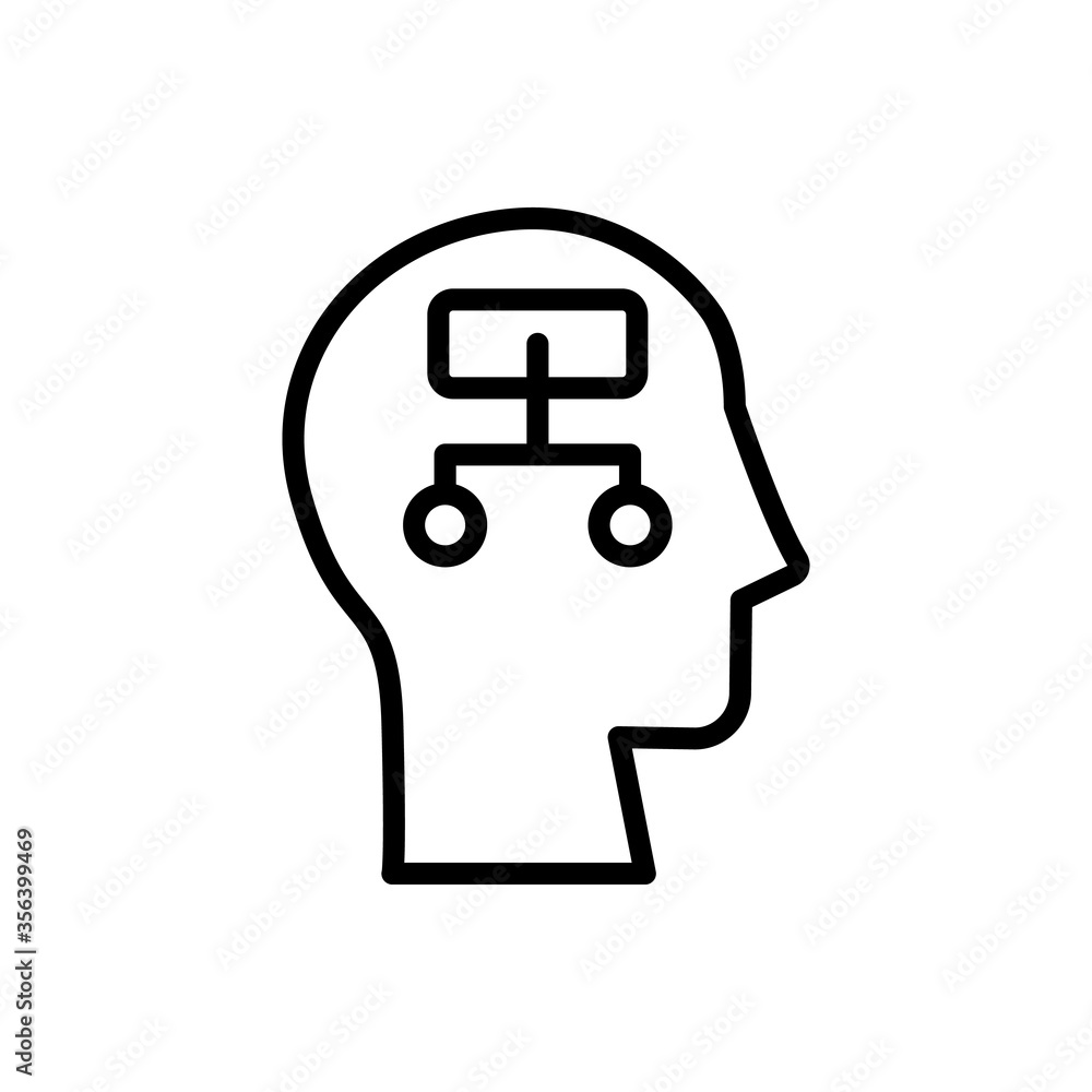 Aufkleber head analysis icon. simple line, outline vector elements of brain process icons for ui and ux, websi