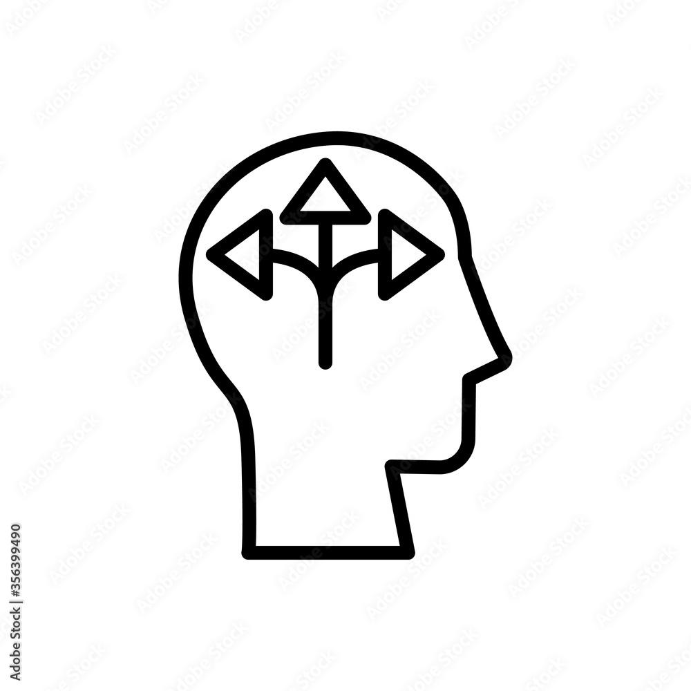 Poster head arrow icon. simple line, outline vector elements of brain process icons for ui and ux, website 