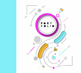 Obraz premium Abstract banner with Portfolio Calligraphic line art text poster with space of your text, vector illustration Design.