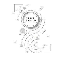 Obraz premium Abstract banner with Portfolio Calligraphic line art text poster with space of your text, vector illustration Design.