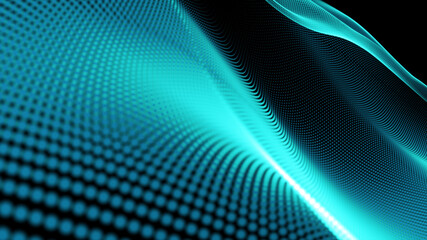Abstract futuristic wave background. Network connection dots and lines
