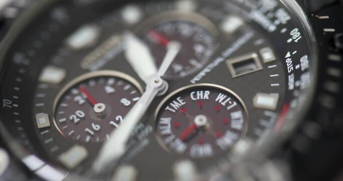 4k timelapse of clock dial with running time