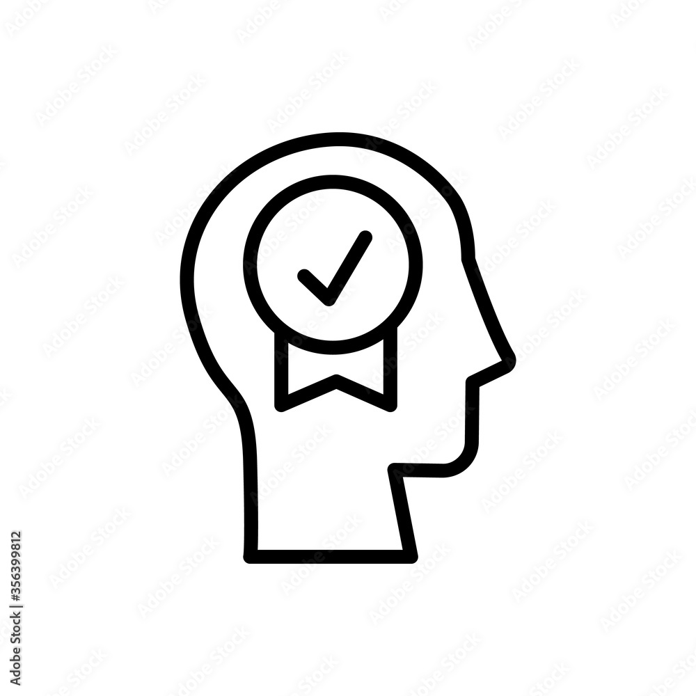 Aufkleber head check mark icon. simple line, outline vector elements of brain process icons for ui and ux, web