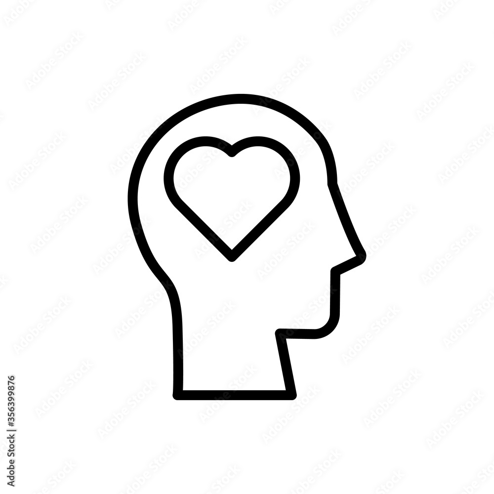 Poster head heart icon. simple line, outline vector elements of brain process icons for ui and ux, website 