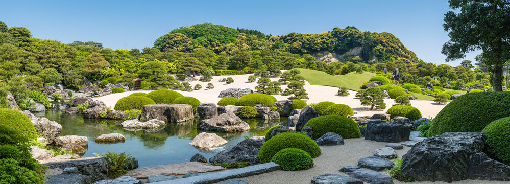 Panorama of the Dry Landscape Garden in the Adachi Museum of Art, Yasugi, Shimane Prefecture, Japan