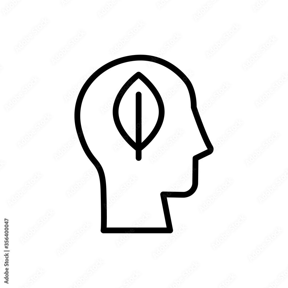 Poster head leaf icon. simple line, outline vector elements of brain process icons for ui and ux, website o