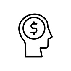 head coin icon. Simple line, outline vector elements of brain process icons for ui and ux, website or mobile application
