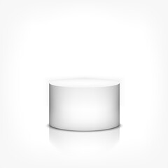 Product stand 3d cylinder on white background with reflection