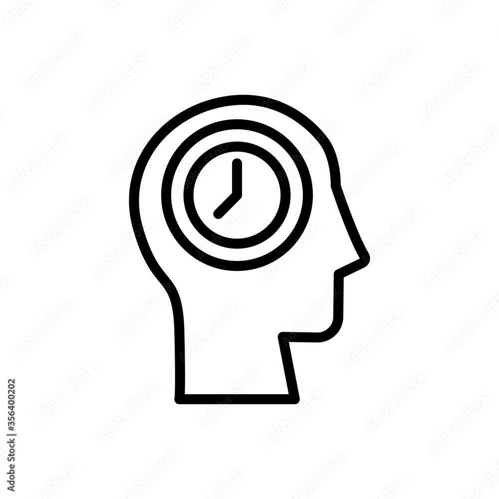 Poster head clock icon. simple line, outline vector elements of brain process icons for ui and ux, website 