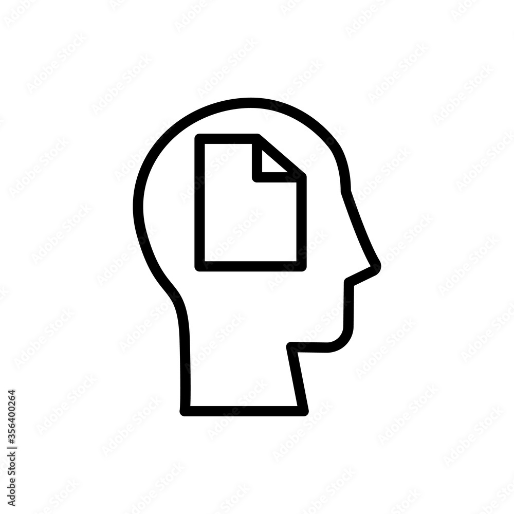 Poster head document icon. simple line, outline vector elements of brain process icons for ui and ux, websi