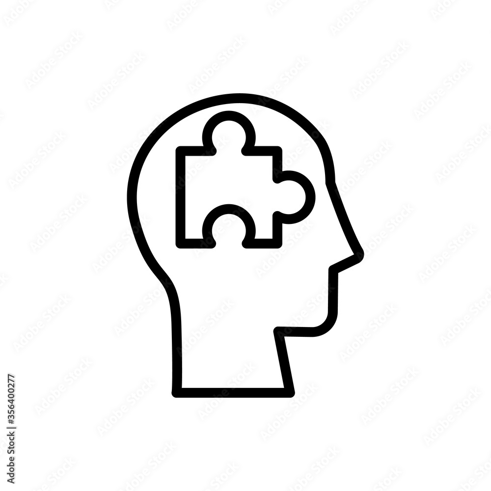 Poster head puzzle icon. simple line, outline vector elements of brain process icons for ui and ux, website