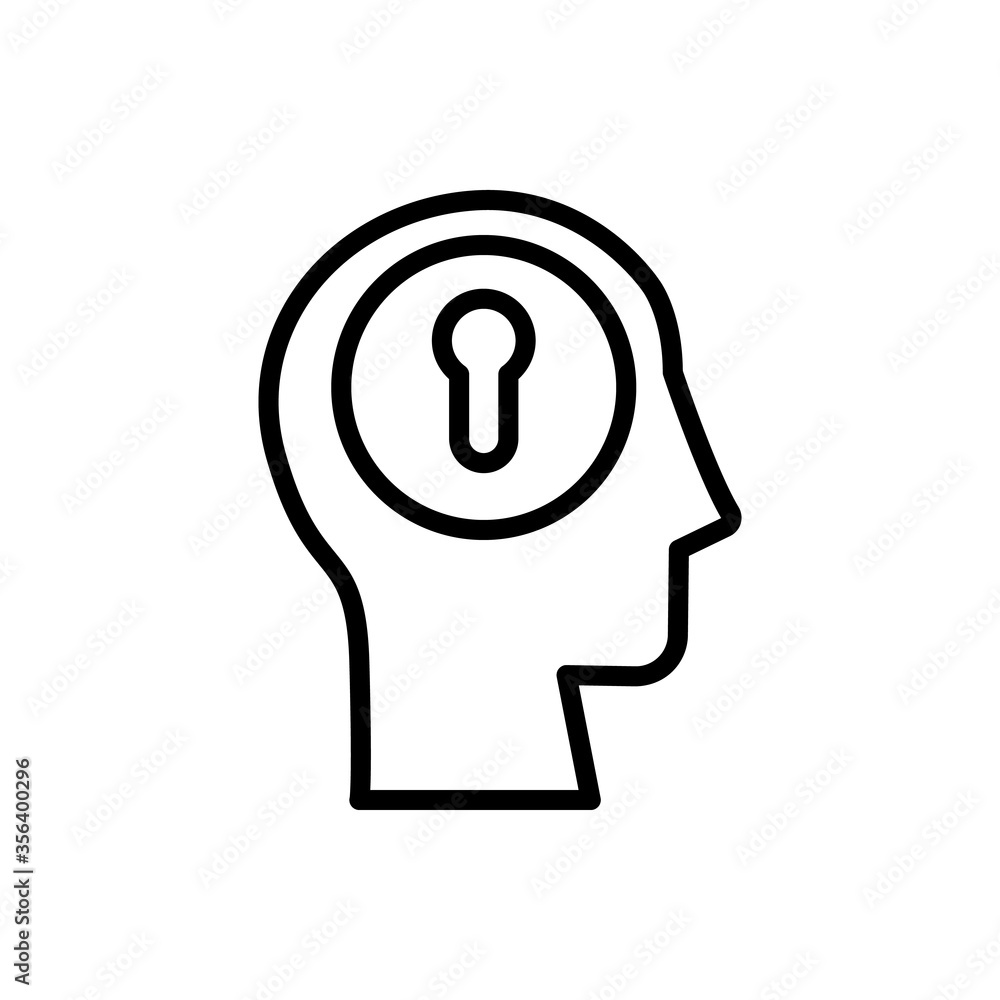 Poster head lock icon. simple line, outline vector elements of brain process icons for ui and ux, website o