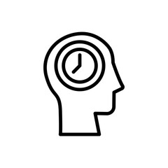 head clock icon. Simple line, outline vector elements of brain process icons for ui and ux, website or mobile application