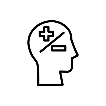 head plus minus icon. Simple line, outline vector elements of brain process icons for ui and ux, website or mobile application