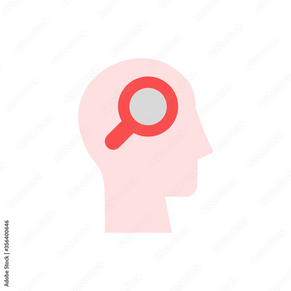 Aufkleber head magnifier icon. simple color vector elements of brain process icons for ui and ux, website or m