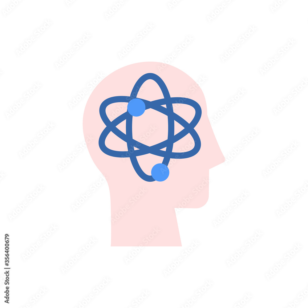 Poster head atom icon. simple color vector elements of brain process icons for ui and ux, website or mobile