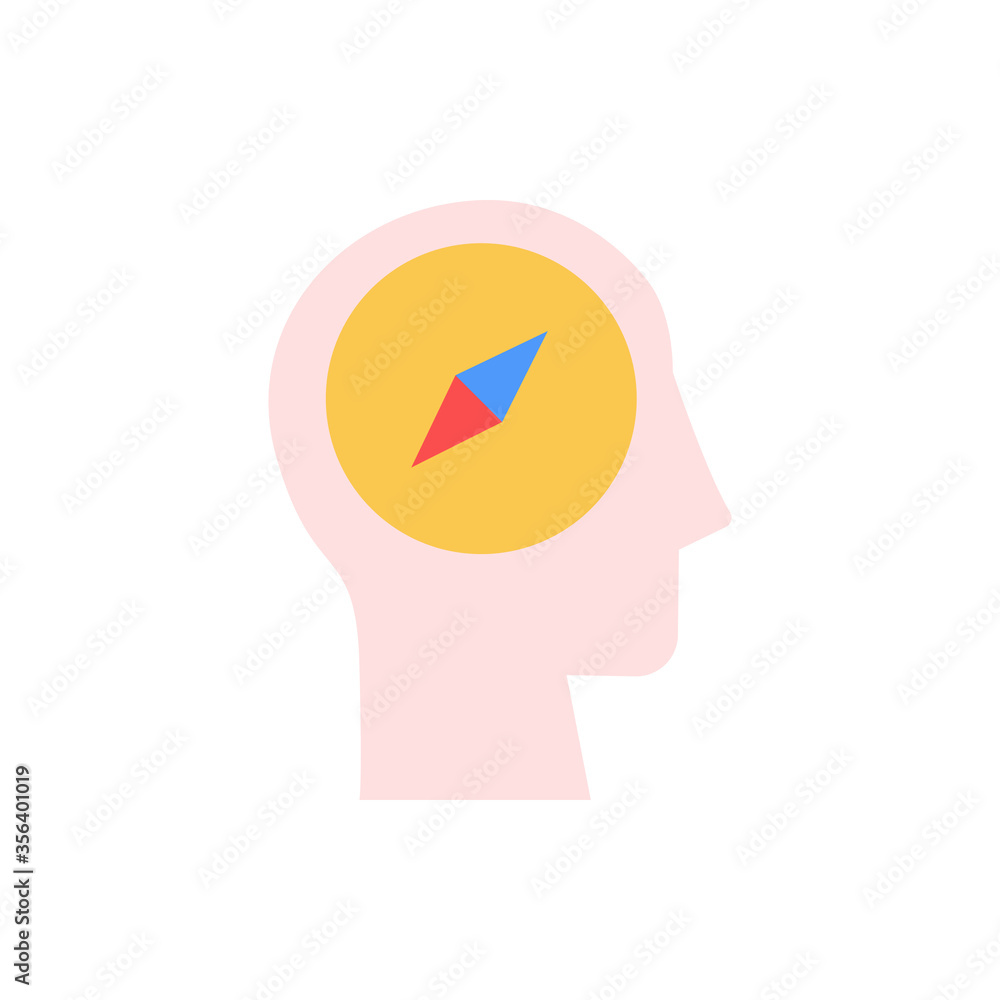 Aufkleber head compass icon. simple color vector elements of brain process icons for ui and ux, website or mob