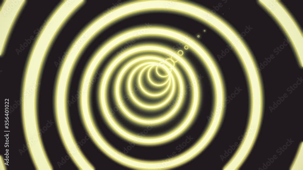 Poster abstract neon circle tunnel motion background. digital neon tunnel of circles composed of vivid purp