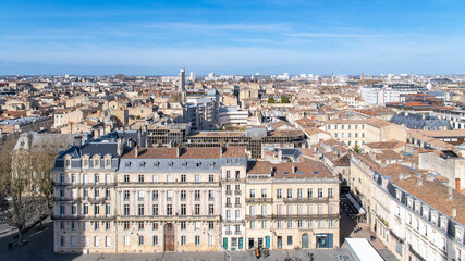 Fototapeta na wymiar Bordeaux in France, the beautiful Pey Berland place in the center, typical buildings 