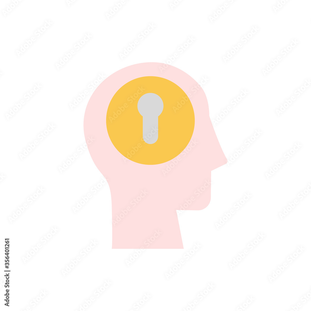 Poster head lock icon. simple color vector elements of brain process icons for ui and ux, website or mobile