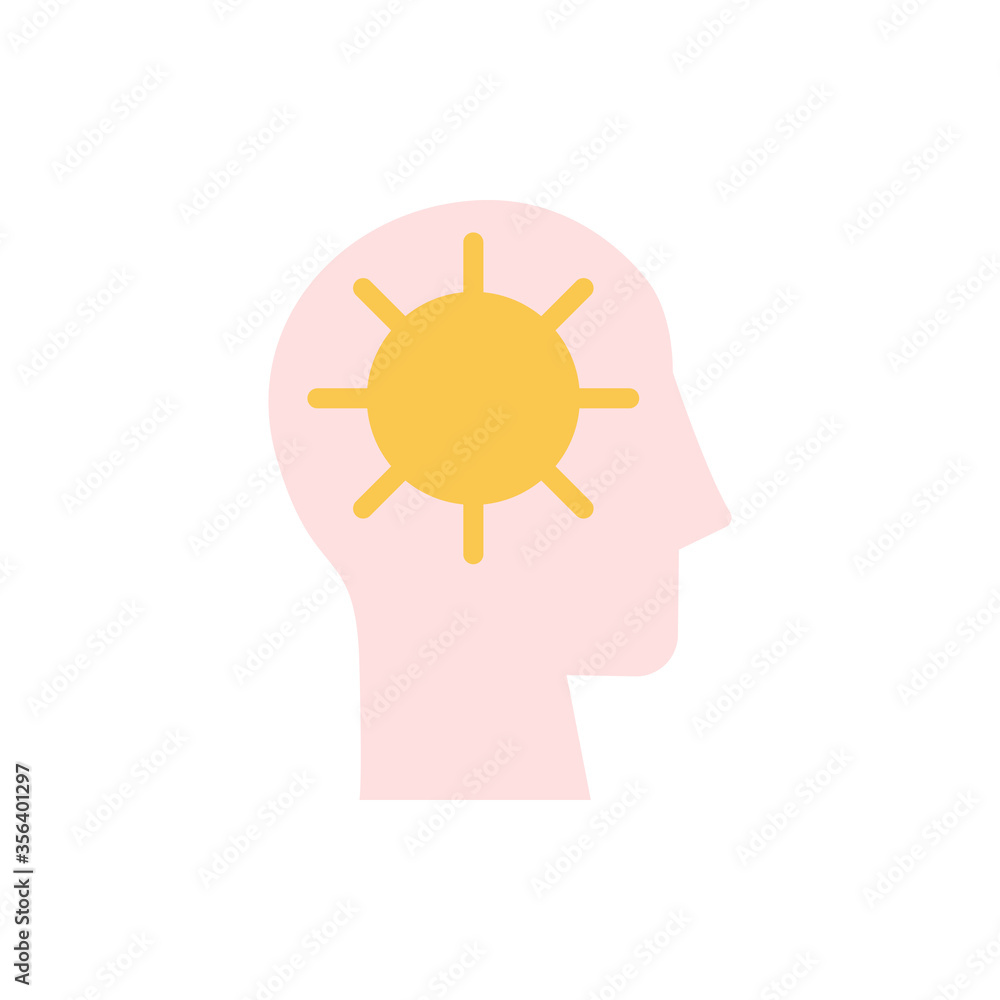 Poster head sun icon. simple color vector elements of brain process icons for ui and ux, website or mobile 