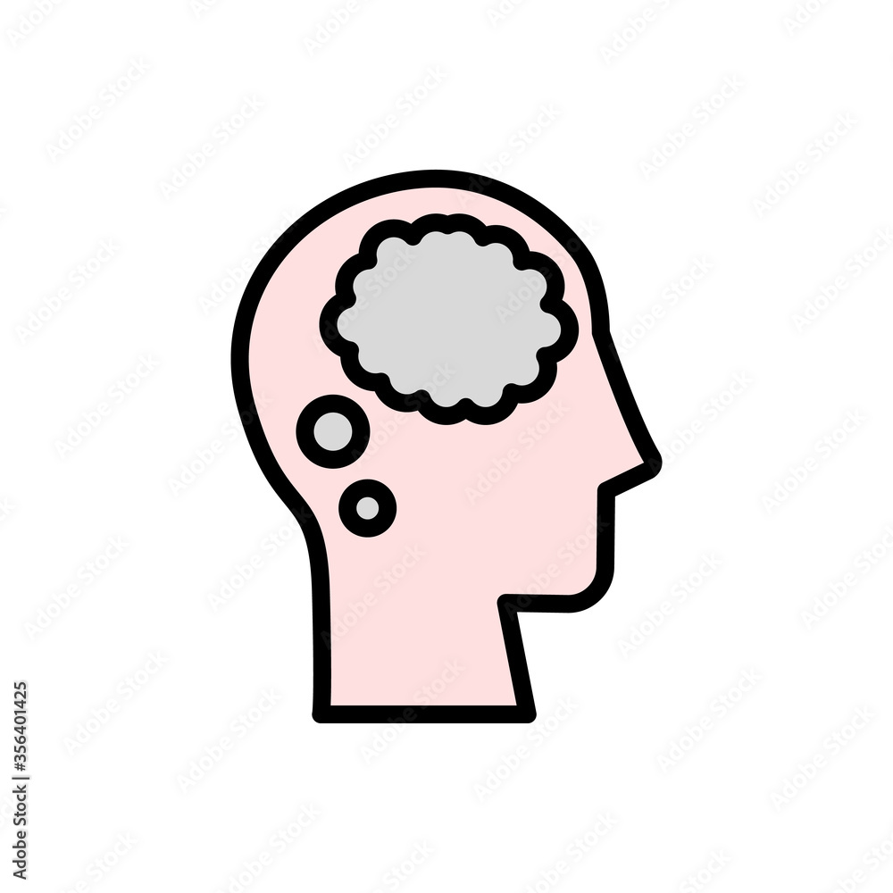 Aufkleber head thinks icon. simple color with outline vector elements of brain process icons for ui and ux, we