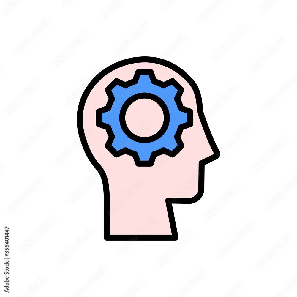 Aufkleber head gear icon. simple color with outline vector elements of brain process icons for ui and ux, webs