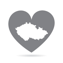 Czech Republic country map inside a grey love heart. National pride